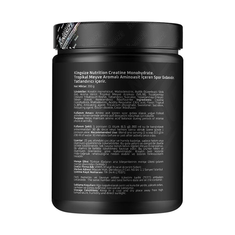 Kingsize Nutrition Creatine Powder Tropikal Meyve 390 G