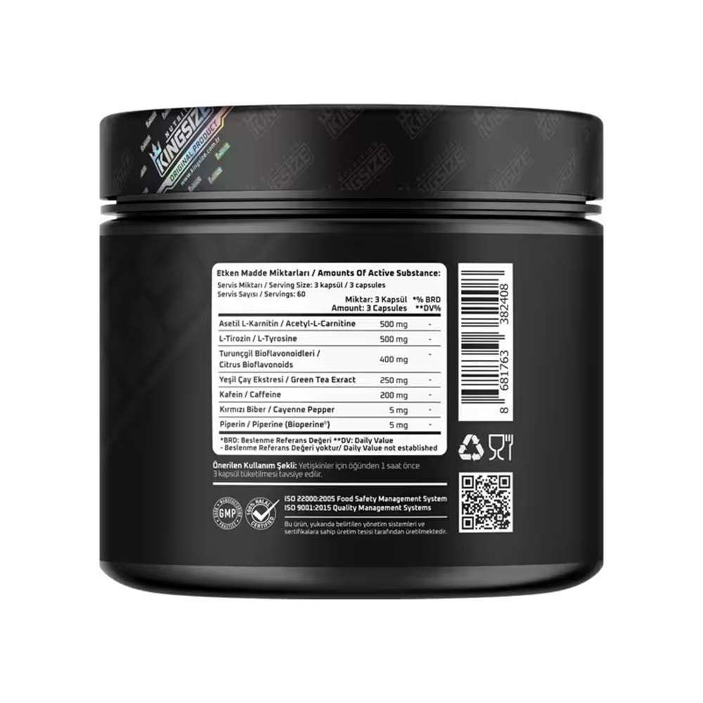 Kingsize Nutrition Fire Caps 180 Kapsül