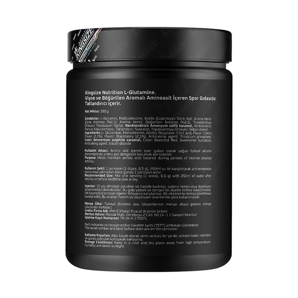 Kingsize Nutrition Glutamine Powder Kırmızı Meyveler 390 G