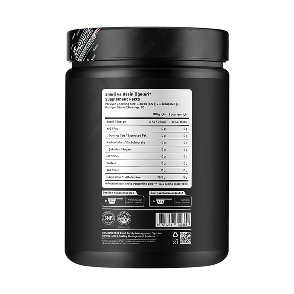 Kingsize Nutrition Glutamine Powder Kırmızı Meyveler 390 G