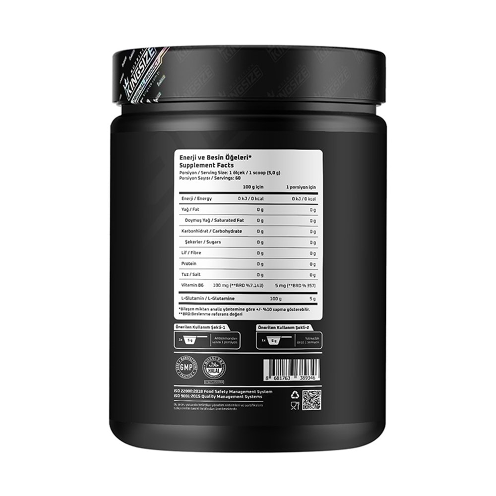 Kingsize Nutrition Glutamine Powder Aromasız 300 G