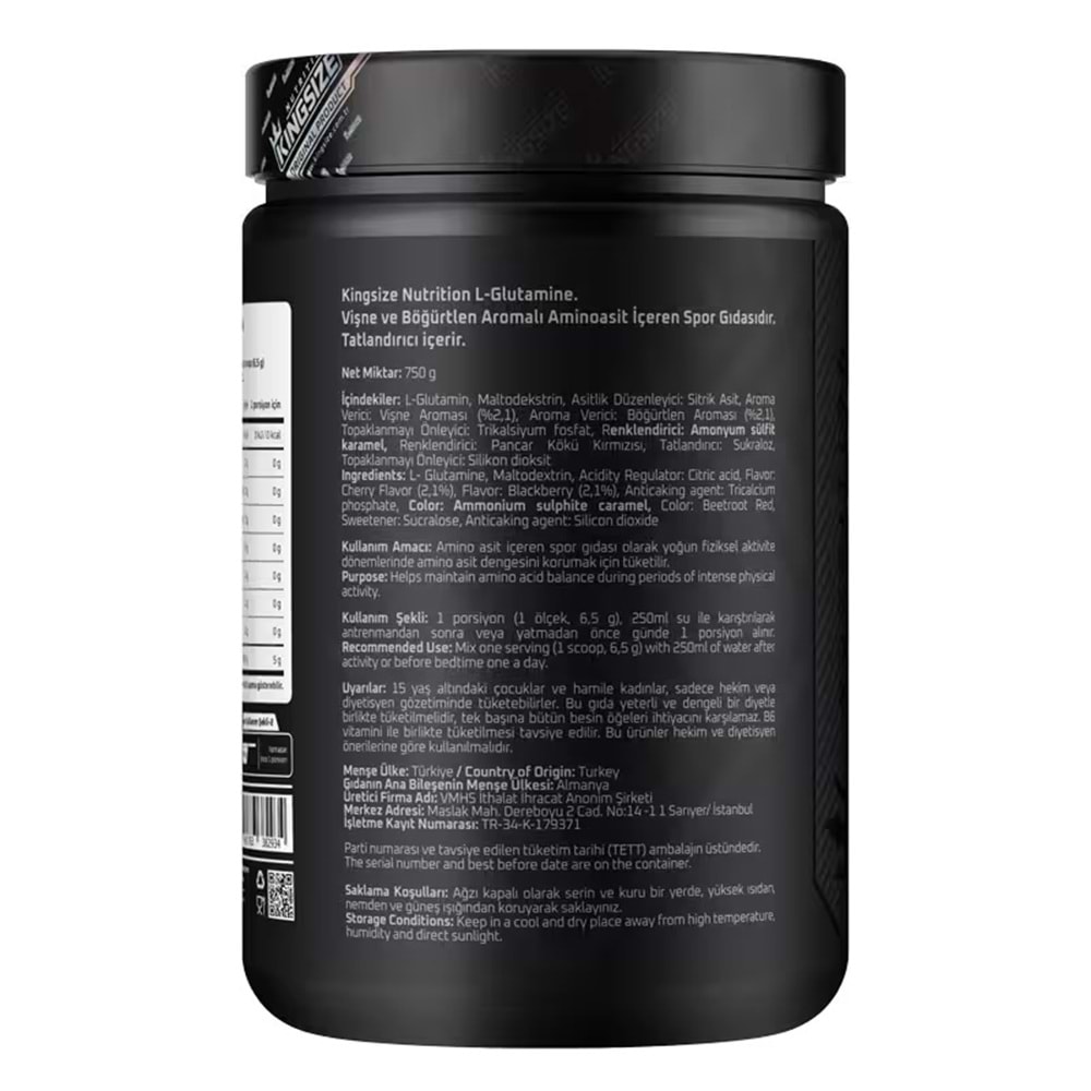 Kingsize Nutrition Glutamine Powder Kırmızı Meyveler 750 G
