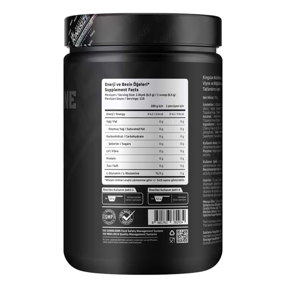 Kingsize Nutrition Glutamine Powder Kırmızı Meyveler 750 G