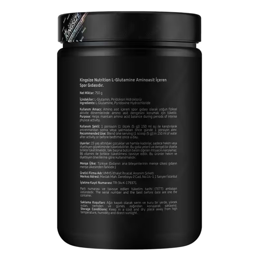 Kingsize Nutrition Glutamine Powder Aromasız 750 G