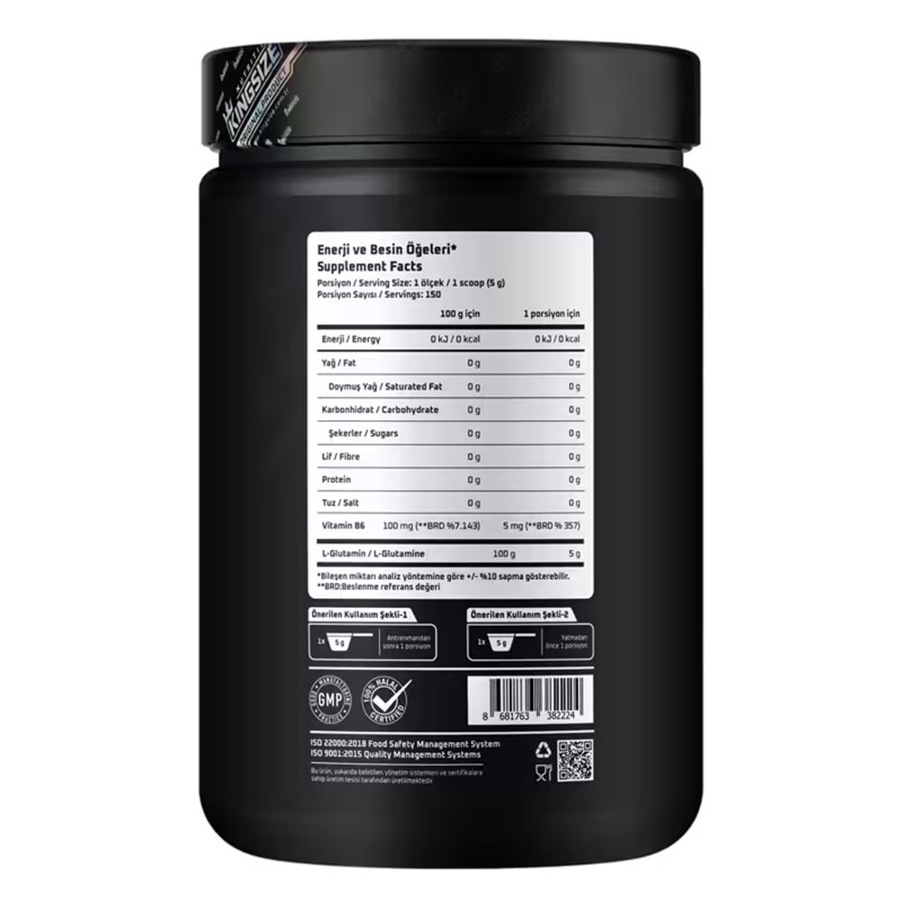 Kingsize Nutrition Glutamine Powder Aromasız 750 G