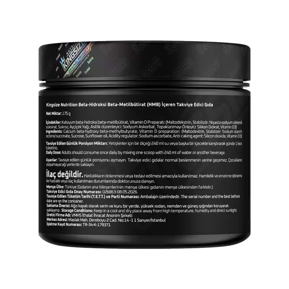 Kingsize Nutrition HMB + Vitamin D3 175 Gr