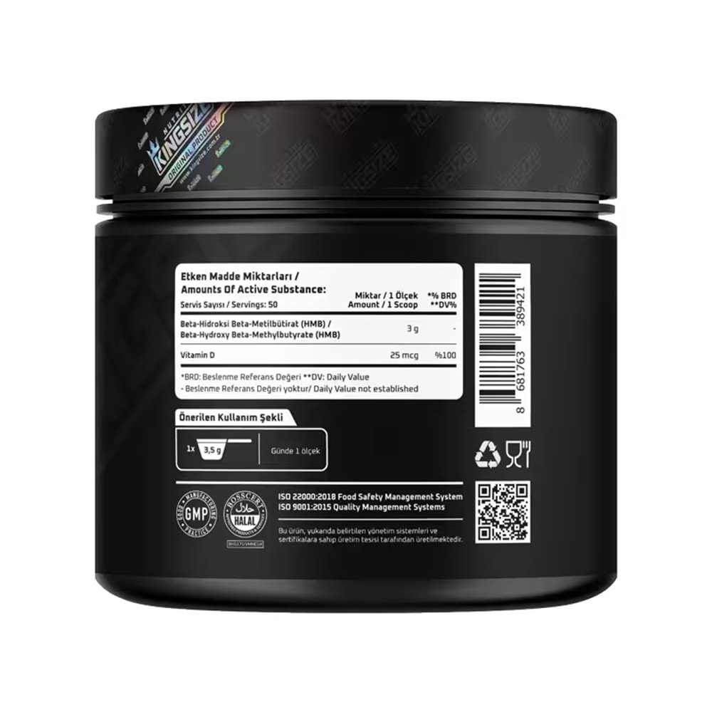 Kingsize Nutrition HMB + Vitamin D3 175 Gr