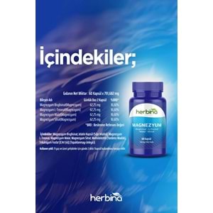 HERBİNA Magnezyum Bisglisinat L-Treonat Malat Sitrat 60 Kapsül