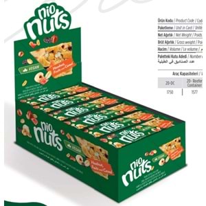 GRANIO NIO NUTS Fındıklı & Meyveli Tahıl bar 24 x 40 Gr