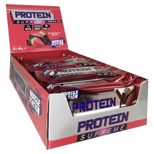 Muscle Station Supreme Protein Bar Strawberry Blush 24 x 40 Gr