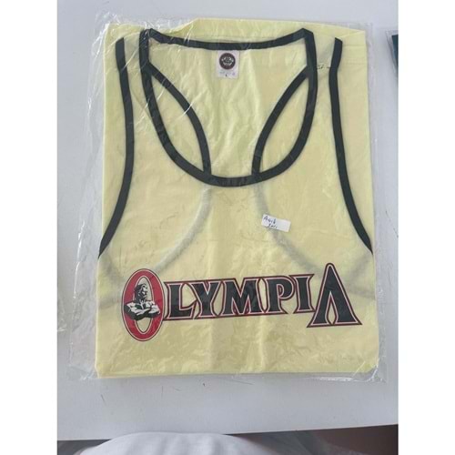 OLYMPIA Baskılı Erkek Fitness Sporcu Atleti - AÇIK SARI - M
