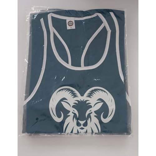 GOAT Baskılı Erkek Fitness Sporcu Atleti - Petrol Yeşili - XL