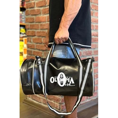 Antrenman Sporcu Çantası - SİYAH PARLAK DERİ - 45 CM