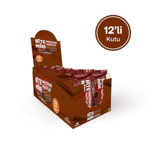 Bite More Protein Waffle Çikolata 55g x 12 Adet