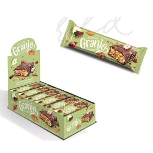 GRANIO Çikolatalı Elma Tarçın Bisküvili Bar 24 x 40 Gr