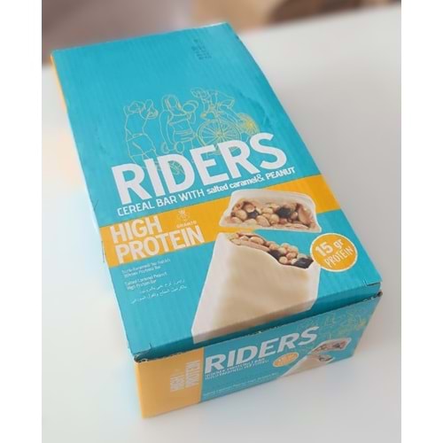 GRANIO Rıders HIGH PROTEIN BAR Karamel ve YerFıstığı 24 x 40 Gr