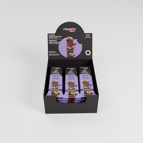 repeats Proteinli Fındıklı Sütlü Çoko Bar 35gr X 12 Adet