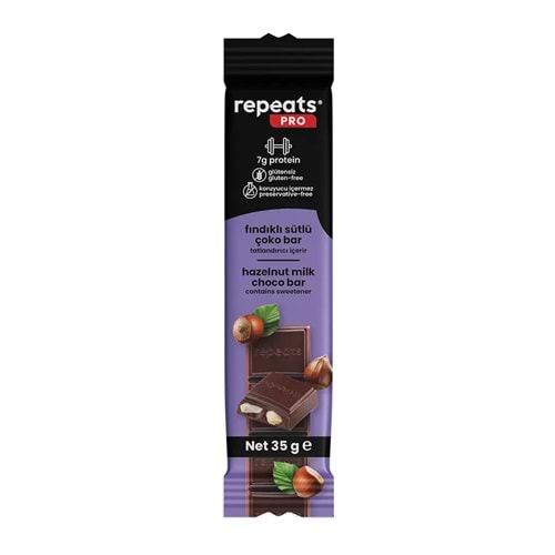 repeats Proteinli Fındıklı Sütlü Çoko Bar 35gr X 1 Adet