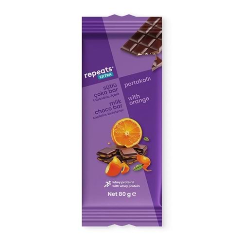 repeats Proteinli Portakallı Sütlü Çoko Bar 80gr X 1 Adet