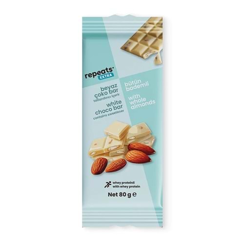 repeats Proteinli Bademli Beyaz Çoko Bar 80gr X 1 Adet