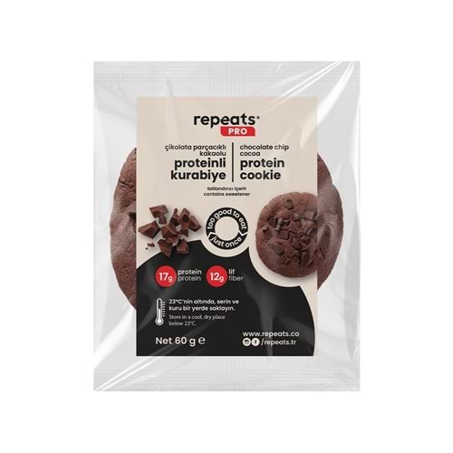 repeats proteinli kurabiye Kakaolu 60G x 1 Adet