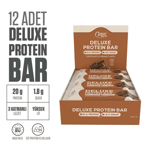 Clean Powders Deluxe Protein Bar 55 G x 12 ADET Çikolata Karamel