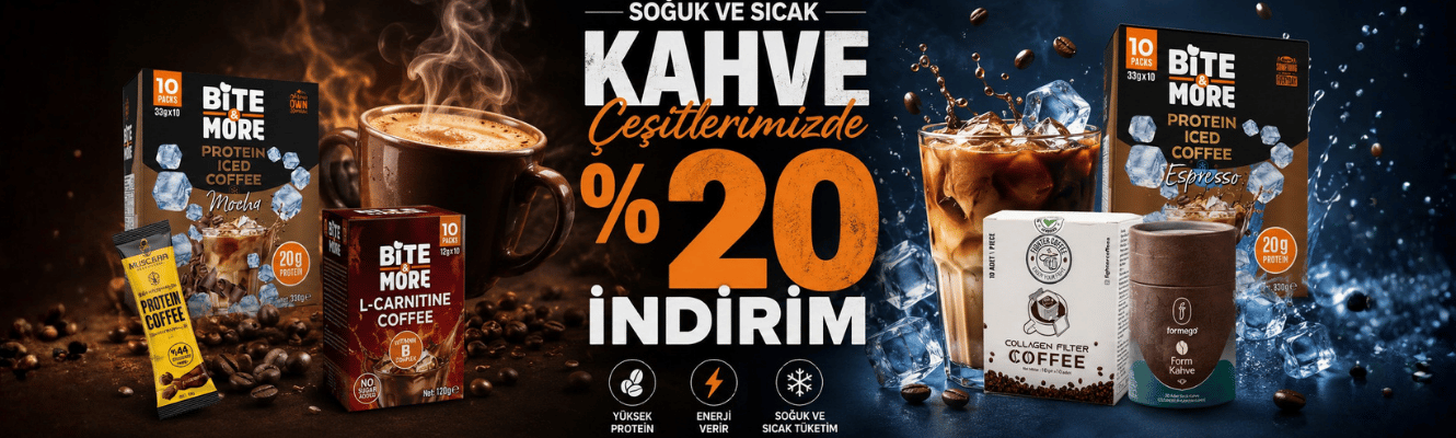 Bite More Protein Iced Coffee sıcak ve soğuk kahve çeşitleri kampanya görseli