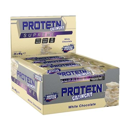 Muscle Station Supreme Crunchy Protein Bar White Chocolate 24 x 40 Gr