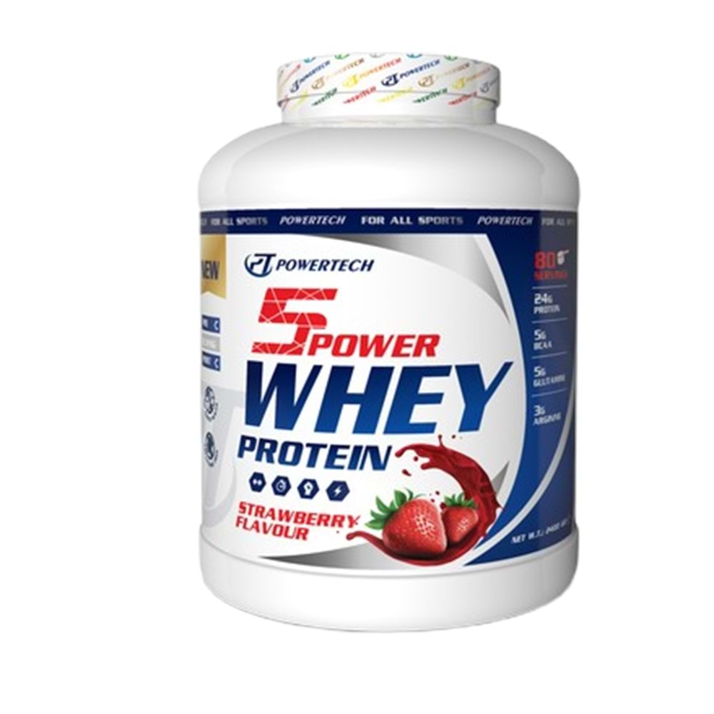 PowerTech 5Power Whey Protein 2400 Gr 80 Servis Çilek Aromalı