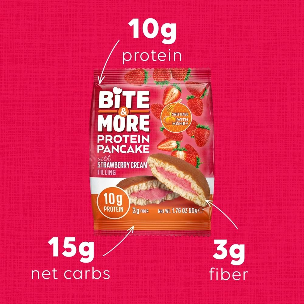 Bite More Protein Pancake 50 Gr x 12 Ad Strawberry