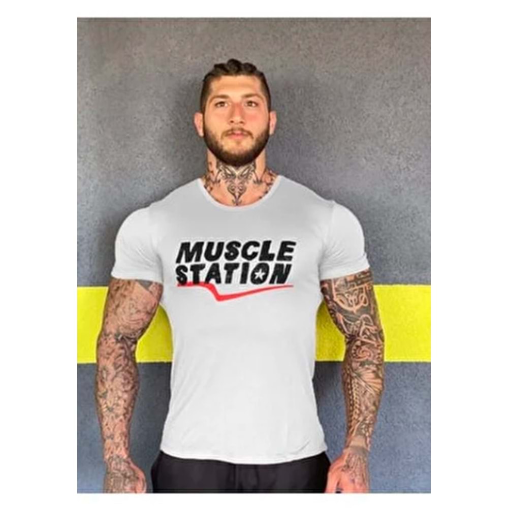 Muscle Station Oversized Gym Toughman T-shirt M beden Beyaz