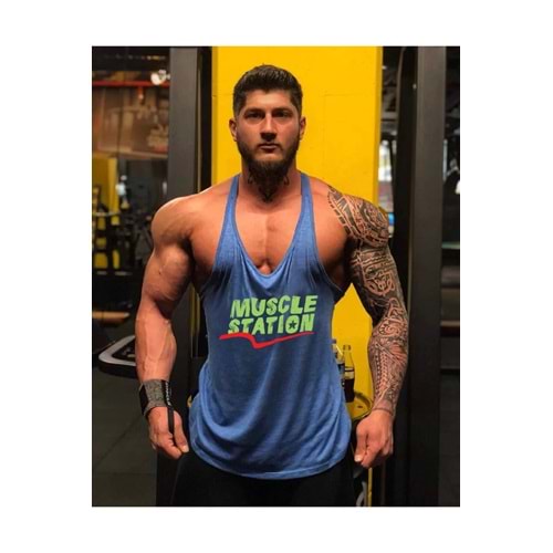 Muscle Station Fitness Antrenman Atlet AÇIK MAVİ - L