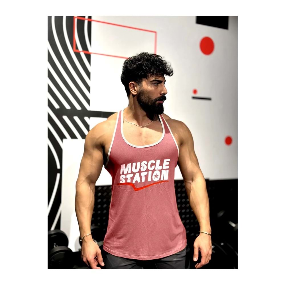 Muscle Station Fitness Antrenman Atlet BORDO BEYAZ DİKİŞ - XL