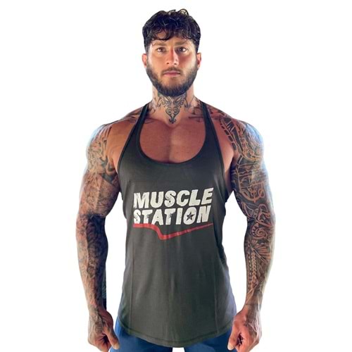 Muscle Station Fitness Antrenman Atlet Koyu Haki - L