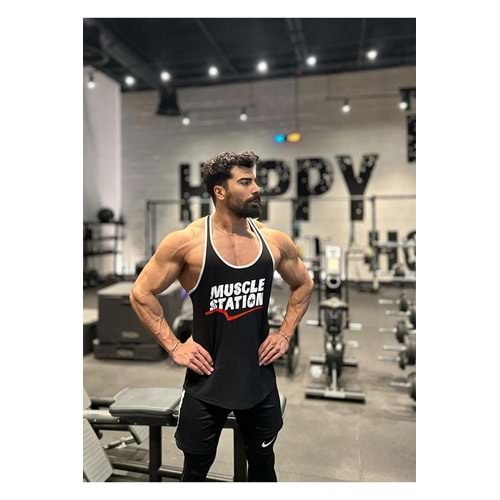 Muscle Station Fitness Antrenman Atlet SİYAH - XL