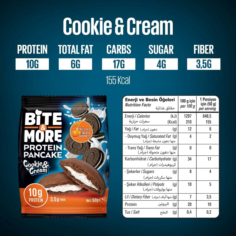 Bite More Protein Pancake 50 Gr x 12 Ad Kurabiye Krema