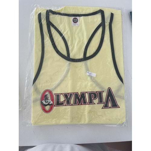 OLYMPIA Baskılı Erkek Fitness Sporcu Atleti - AÇIK SARI - L