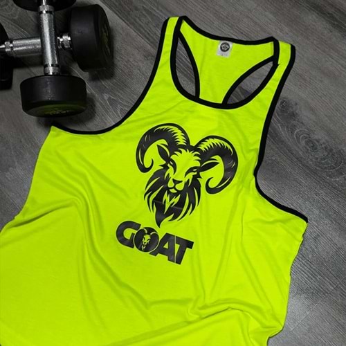 GOAT Baskılı Erkek Fitness Sporcu Atleti - Neon Yeşil - M