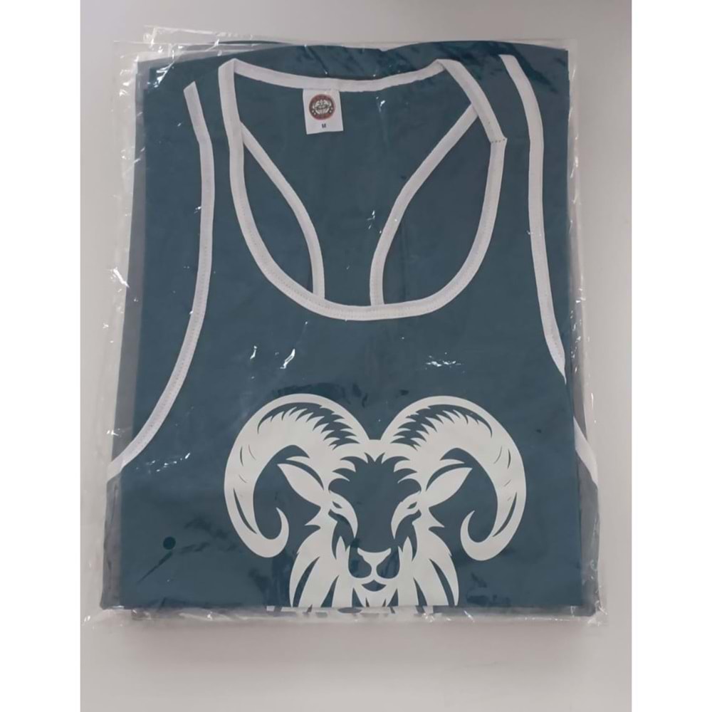 GOAT Baskılı Erkek Fitness Sporcu Atleti - Petrol Yeşili - XL