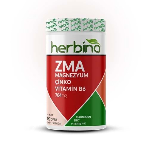 HERBİNA ZMA Magnezyum, Çinko, B6 Vitamini - 180 Kapsül