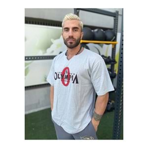 Joe Weıders OLYMPIA Baskılı Erkek Fitness Sporcu T-shırt - GRİ - M