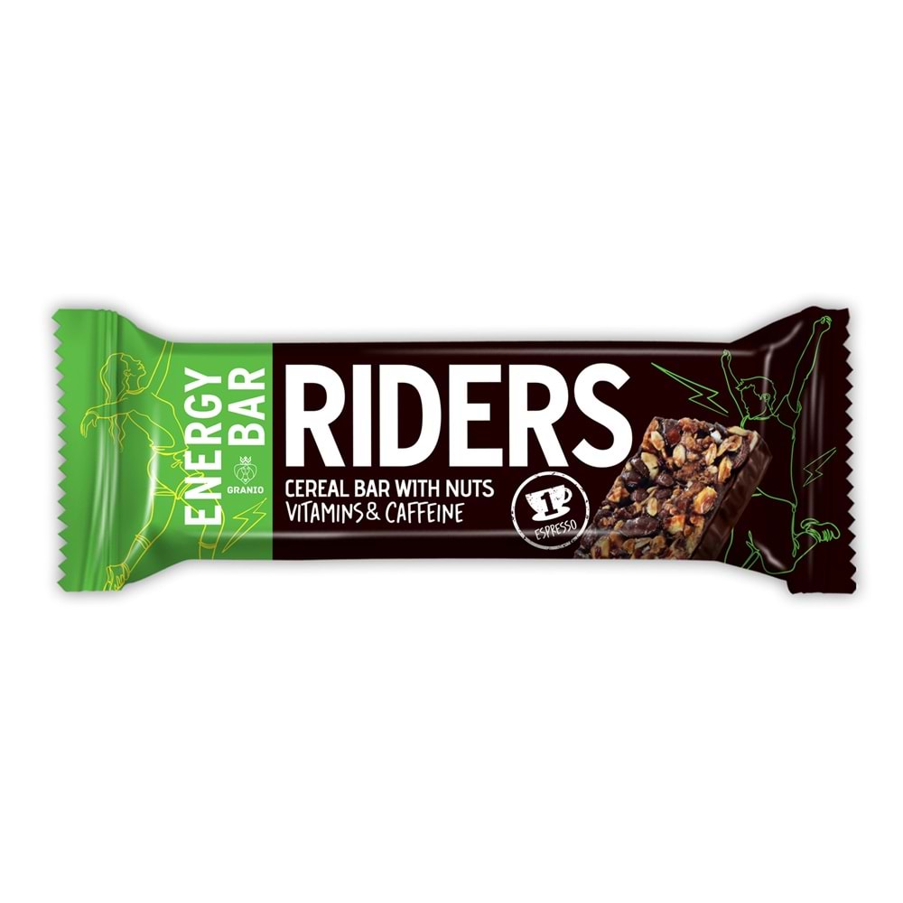 GRANIO Rıders Kuruyemişli & Kafeinli Enrgy bar 24 x 40 Gr