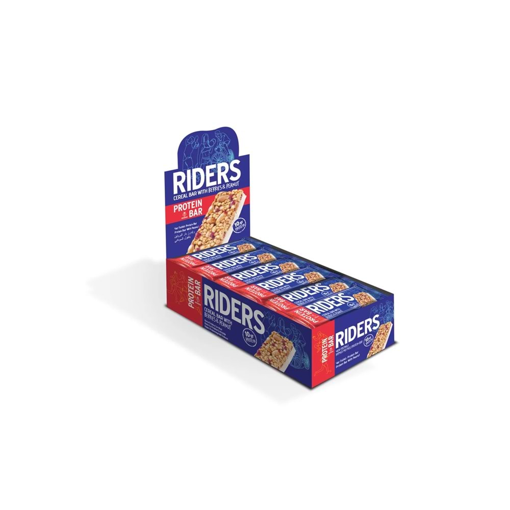 GRANIO Rıders Yer Fıstıklı Kırmızı Meyveli Protein bar 24 x 40 Gr