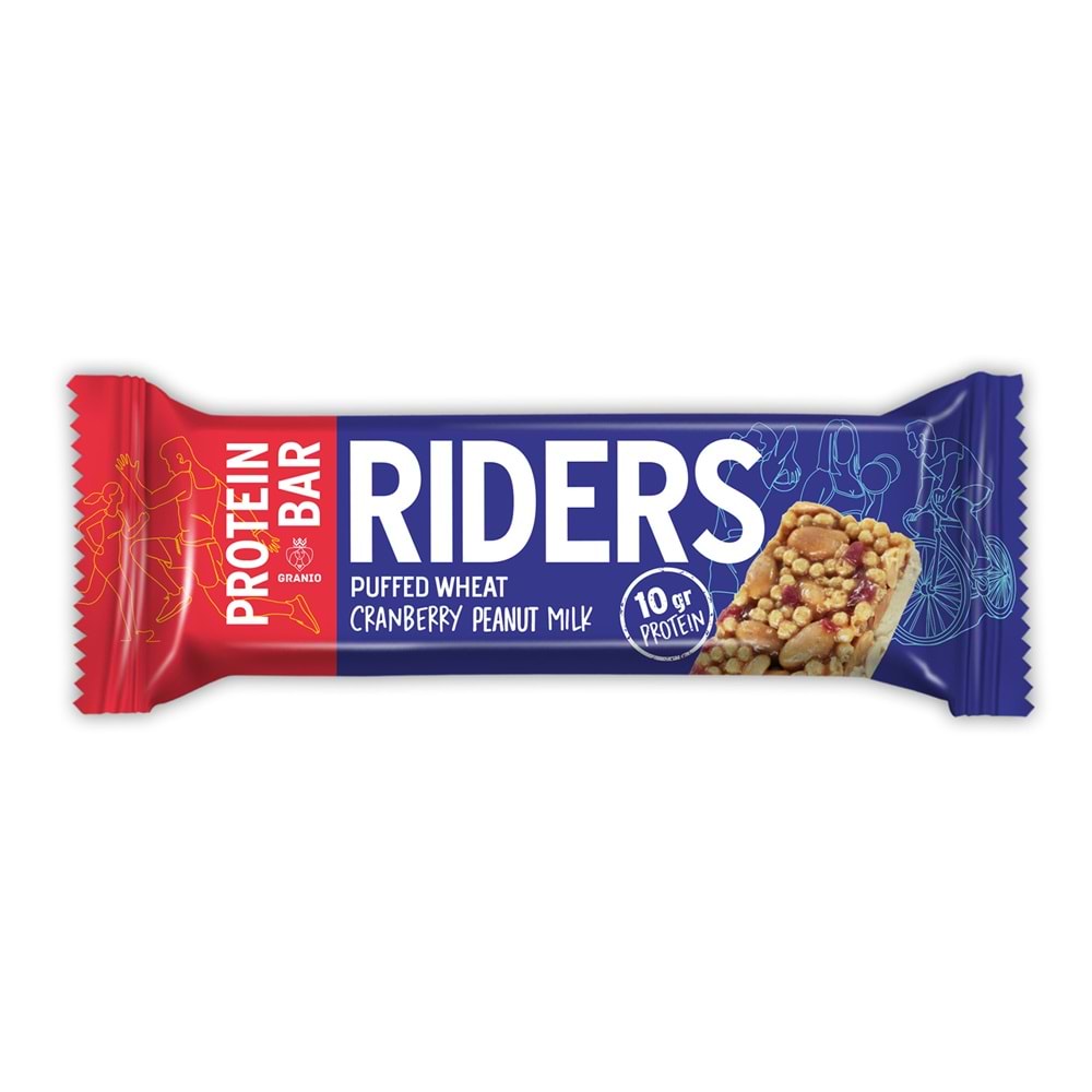 GRANIO Rıders Yer Fıstıklı Kırmızı Meyveli Protein bar 24 x 40 Gr