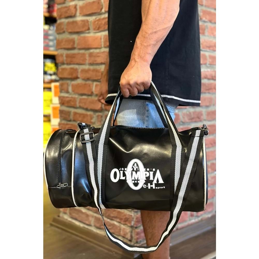 Antrenman Sporcu Çantası - SİYAH PARLAK DERİ - 45 CM