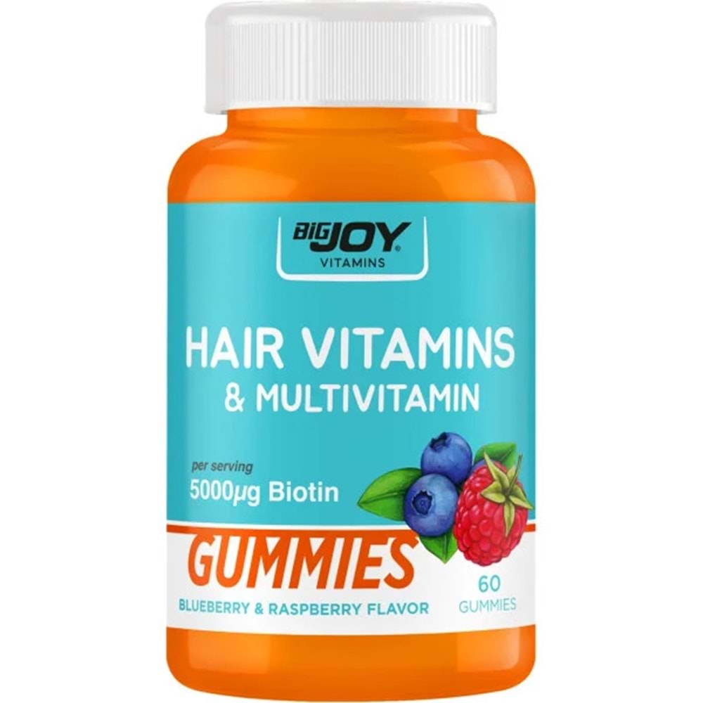 Bigjoy Vitamins Hair Vitamins & Multivitamin 60 Gummies Yaban Mersini & Ahududu