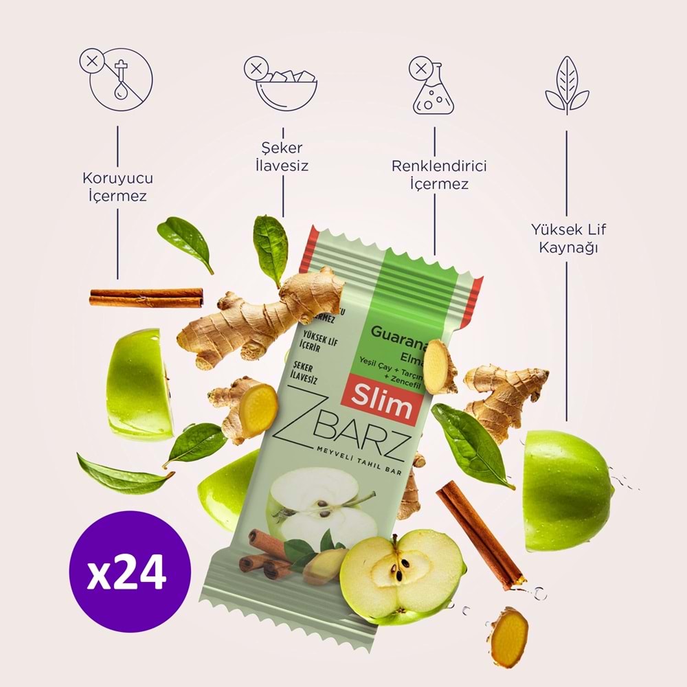 Zbarz Slim Elmalı Tarçınlı Meyveli Bar 35 GR