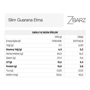 Zbarz Slim Elmalı Tarçınlı Meyveli Bar 35 GR
