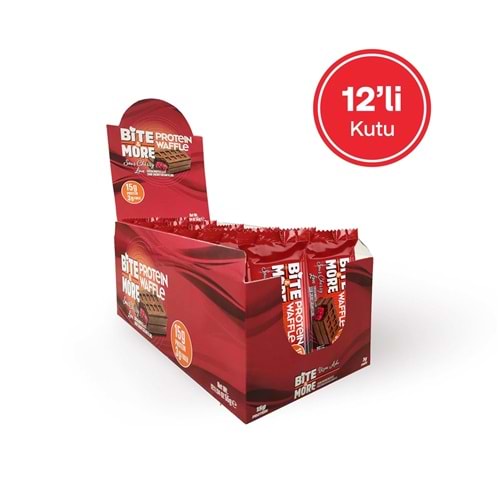 Bite More Protein Waffle Vişne 55g x 12Adet