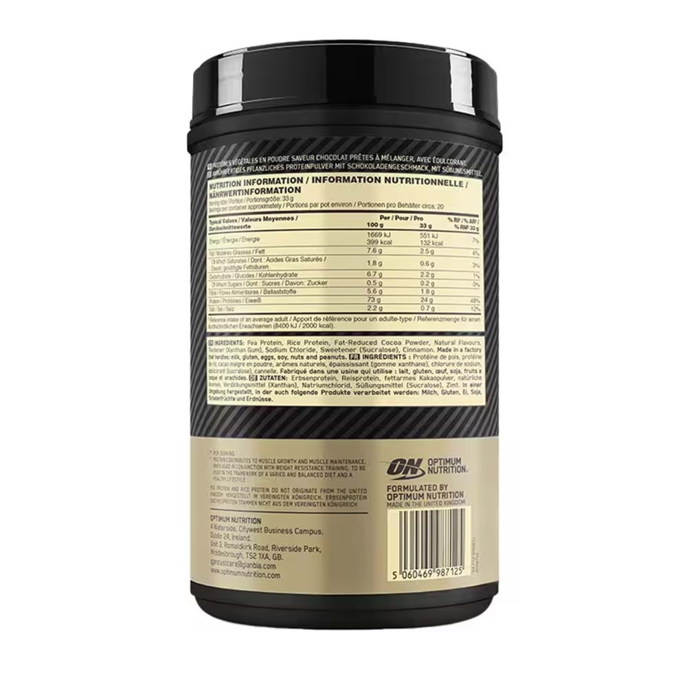 Optimum Gold Standard Plant Protein 684 Gr